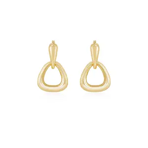 Ettika Baby Double Dangle Hoop Earrings 18K Gold on Zinc 1.3 Inches Length with Lobster Clasp Elegant and Modern Jewelry