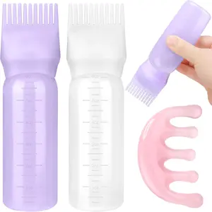 2 Pack Hair Oil Applicator Bottle for Scalp with Massage Comb 6 OZ Hair Oil Bottle with Root Comb for Scalp, Shampoo Scrubber Applicator,Hair Dye Tools(Purple, white) - Home Improvement.