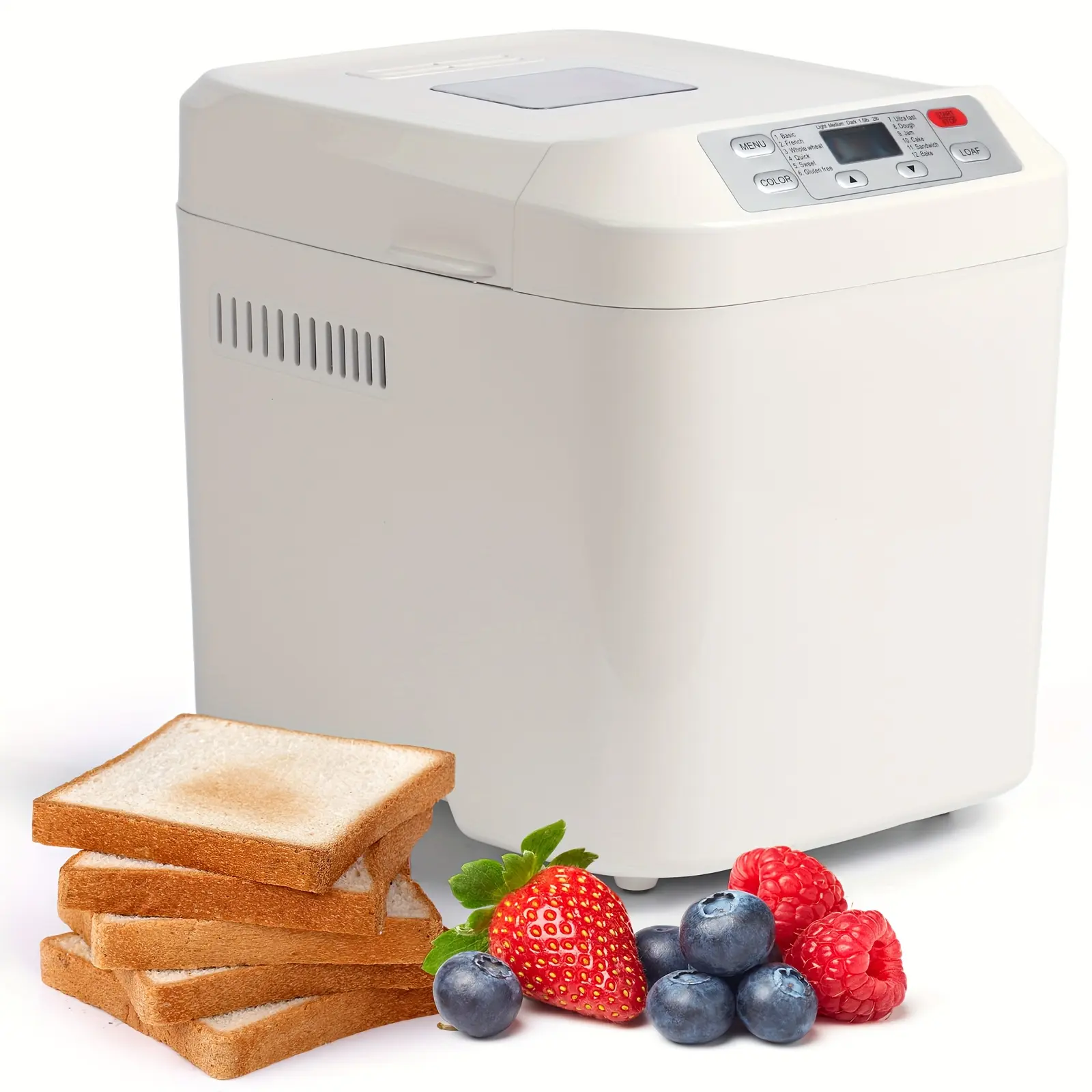 2LB 12-in-1 Bread Maker Machine, Household Kitchen Appliance with Gluten-Free Setting, Nonstick Pan, 2 Loaf Sizes, 13H Reserve Function, 1H Keep Warm Function (White), Household Appliances