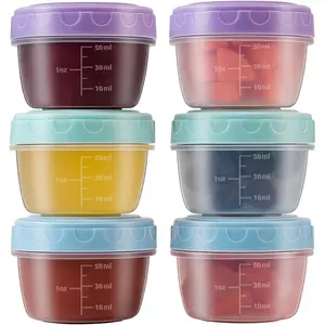6-Piece 2.7oz Portable Salad Dressing Containers with Lids BPA-Free Dishwasher Microwave Safe Small Condiment Containers with Measuring Markers Reusable Leak-Proof Lunch Box Sauce Containers