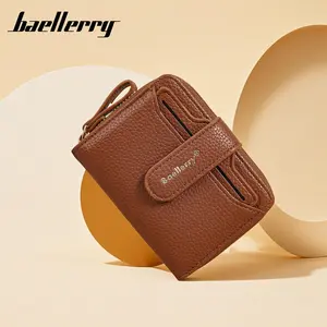 BAELLERRY Fashion Leather Women's Short PU Portable Wallet - Secure, Durable, Compact Design with Zipper Closure, Brown, No Warranty Included, Fashion Women's Wallets, Leather Women's Wallets