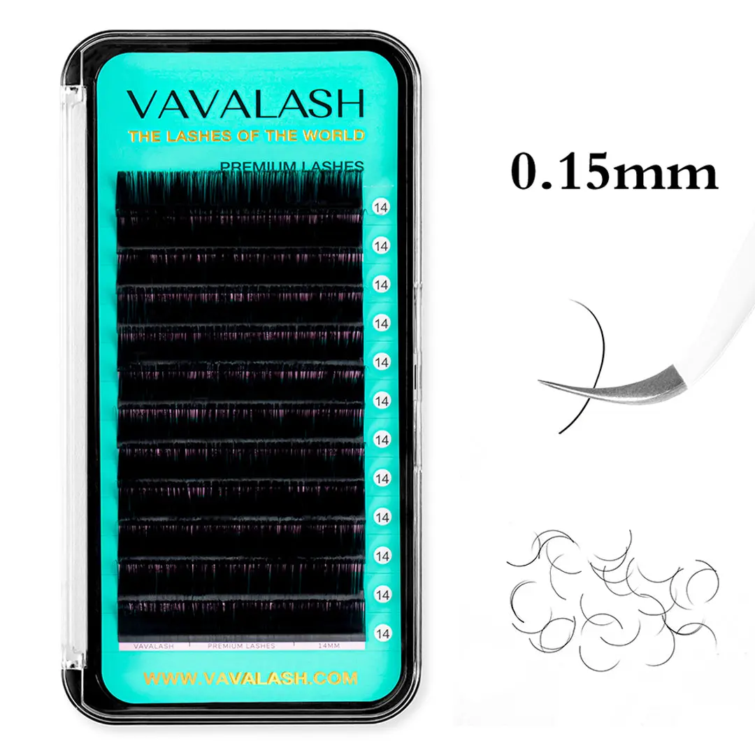VAVALASH Korean Classic Premium Soft Individual Eyelash Extensions (0.15mm Thickness, CC Curl, Matte Black, 8-20mm Length) - Long-Lasting Lash Look, Easy Fan-Creating, W/ Lash Glue & Cosmetic Tweezer for Makeup Application, Natural Eyelashes Extension, So
