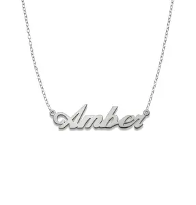 Modern Script 925 Sterling Silver Nameplate Necklace