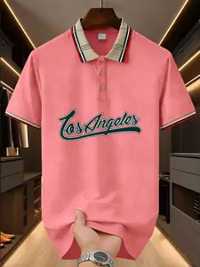 1 men's polo shirt, fashionable high-end printing, fashionable collar design, suitable for outdoor travel, business gatherings, home or work, holiday gifts, Father's Day, Casual Polo Shirt, Fitted