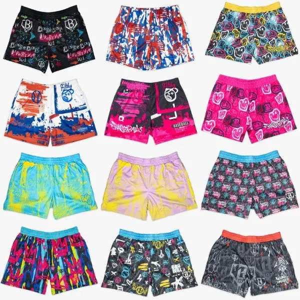 Baseball Lifestyle 101 | Graffiti Youth Mesh Shorts – 5" Premium Athletic Shorts for Youth & Adults | Lightweight Breathable Summer Sports Shorts | Baseball Training, Gym & Everyday Activewear