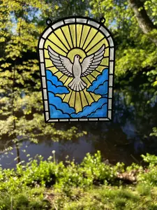 Holy Spirit Dove Suncatcher – 3D Printed Stained Glass Christian Window Hanging