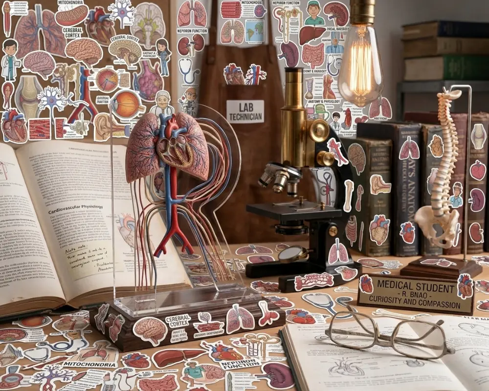 Healthcare Student Sticker Pack | Cartoon Anatomy Decals | EMT EMS Medical Gift