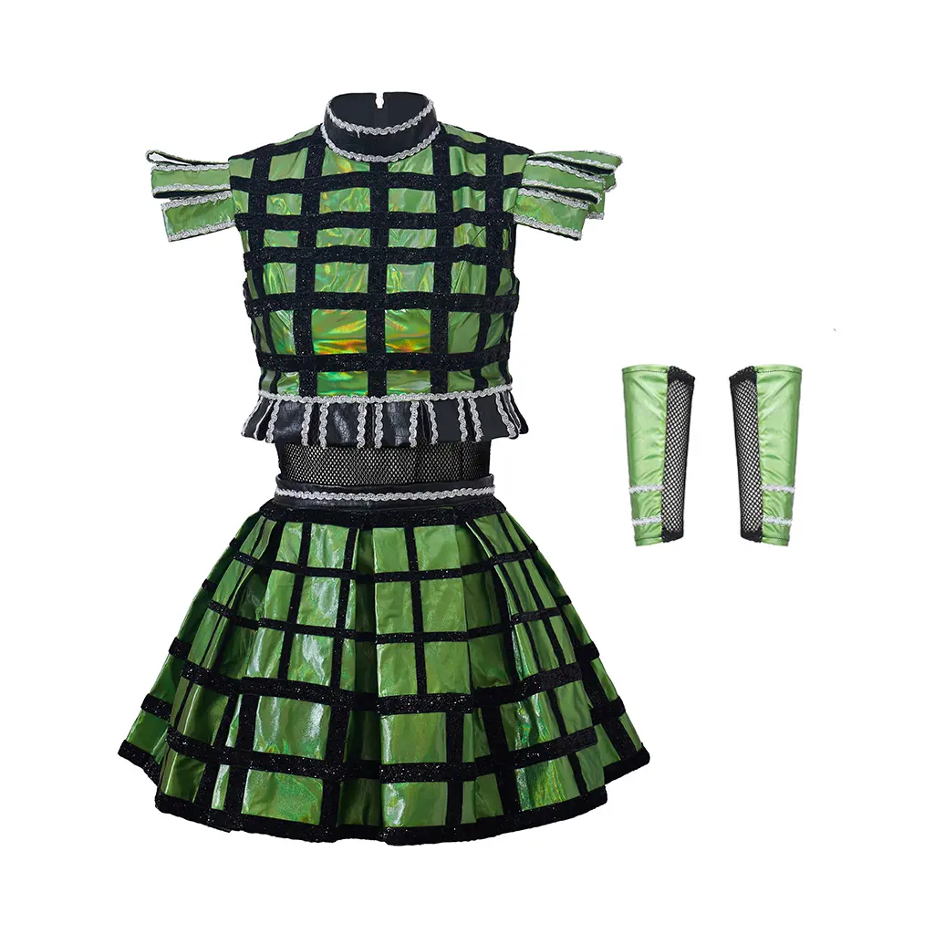 Women's Fitted Green Anne Boleyn Cosplay Dress - ix The Musical Broadway Stage Costume, Casual Womenswear with Accessories