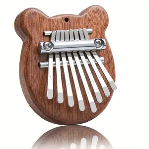 Mini 8 Key Kalimba, Cute Instrument Pendant Wooden Keychain, Thumb Piano Gifts for Beginners Music Lovers Players, Music Accessories