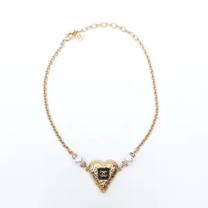 Pre-owned Chanel Gold&Black Mental Necklace T10414320