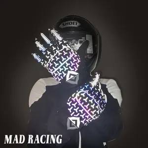 Reflective cycling gloves Luminous gloves Retro motorcycle off-road motorcycle riding gloves, wear-resistant for summer