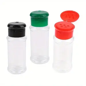 3pcs Plastic Jars with Sifter Caps for Salt, Pepper, Condiment and Spice Storage, Seasoning Jars