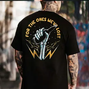 For The Ones We’ve Lost Memorial T-Shirt, Tribute Brotherhood Back Print Graphic Tee, Biker Blue Collar Remembrance Shirt, Casual Cotton Short Sleeve Crew Neck Top, Unisex Fit for Men, Sympathy Gift for Dad, Husband, Brother, Memorial Tribute Shirt