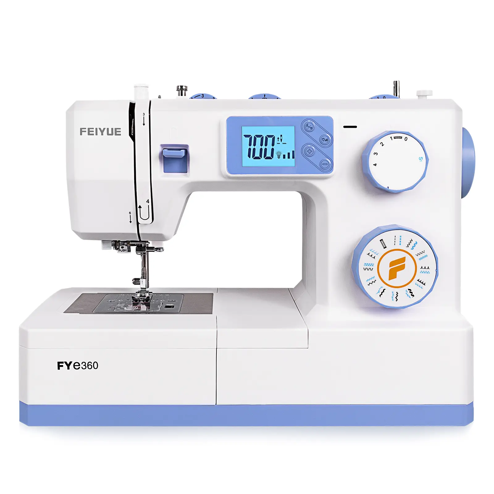 FEIYUE FYe360 Heavy-Duty Multifunctional Home Sewing Machine - Plastic, Stainless Steel & Iron Steel Frame, 23 Built-In Stitches, 500-1000 Stitches Capacity, Adjustable Needle Positions, Automatic Threader, 3 Pcs Needles, Buttonholes, 500-1,000 Stitches