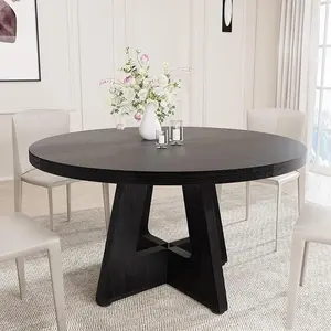 Round Dining Table for 4-6 People, 47" Dining Room Table with Wooden Pedestal Base, Circle Kitchen Tables for Kitchen, Dining Room, Living Room