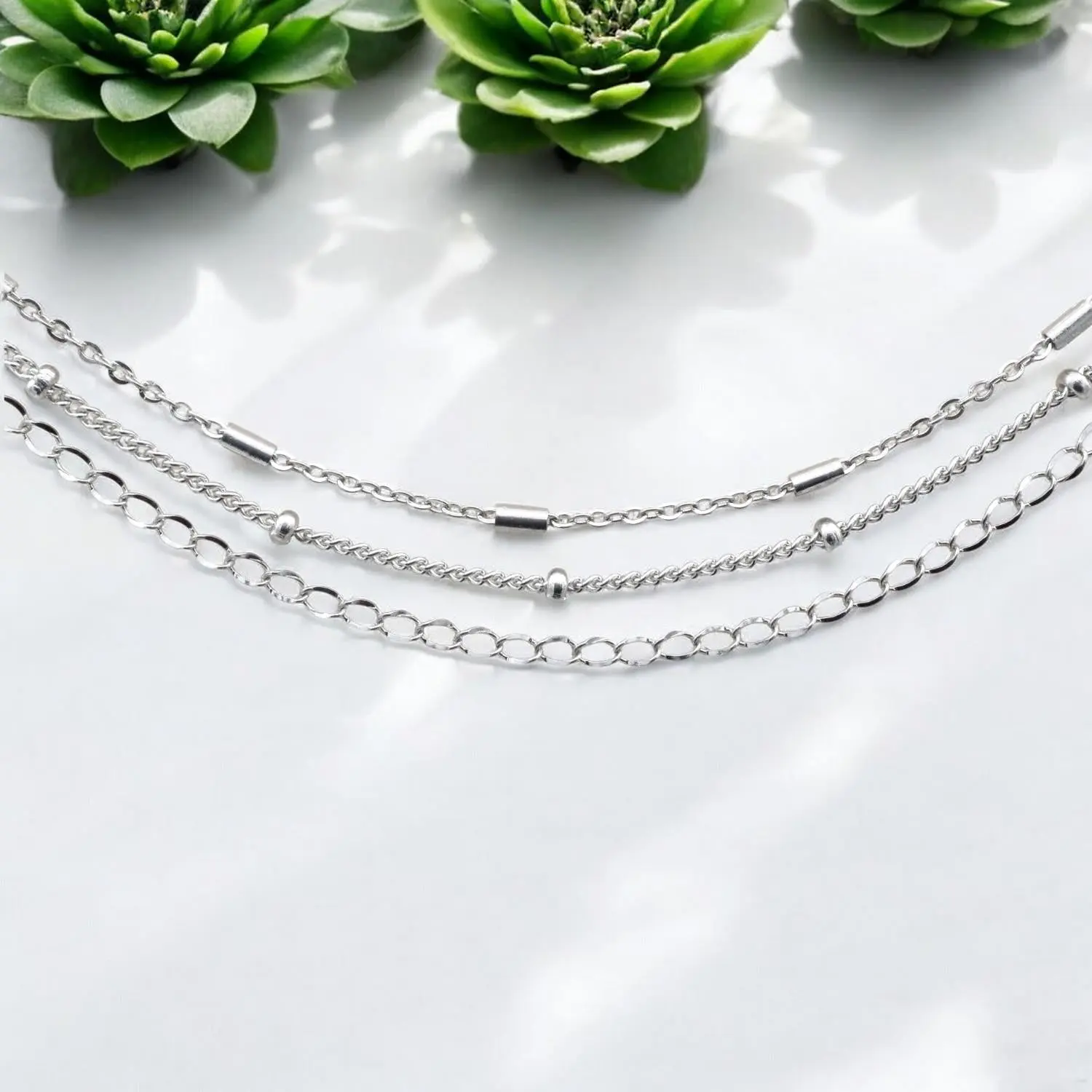 Stainless Steel Continuous Chain for Jewelry Making Bar Chain, Satellite Chain and Extension Chain sold by yard or roll