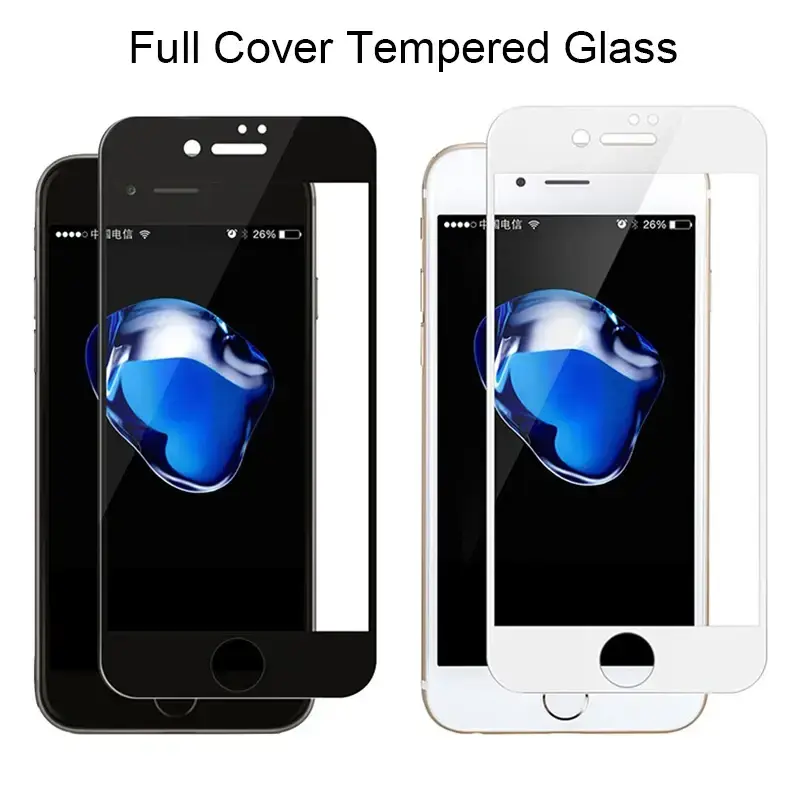 3Pcs Black White Screen Protector on the for iPhone 7 8 6 6S 6SPlus Tempered Glass for iPhone SE 2020 SE 2022