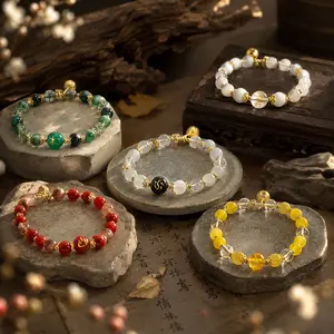 LUMAWU Pixiu Fortune Charm Bracelet - Ethnic Style Prosperity Jewelry with 8-10mm Charged Natural Stone Bracelet Beads, Multi-Energy Layerable Daily Spiritual Crystals, Crystals Bracelets
