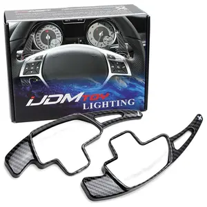 iJDMTOY Twill-Weave Carbon Fiber Pattern/Style Large Paddle Extensions For Mercedes W204 C-Class, W212 W207 E-Class, W218 CLS-Class (Non AMG)