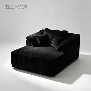TLLMOON 60Inch Oversized Corduroy Upholstered Boneless Chaise Lounge Chair - Freely Combinable, Deep Seat, No-Assembly Cloud Sofa Bed for Living Room Reading
