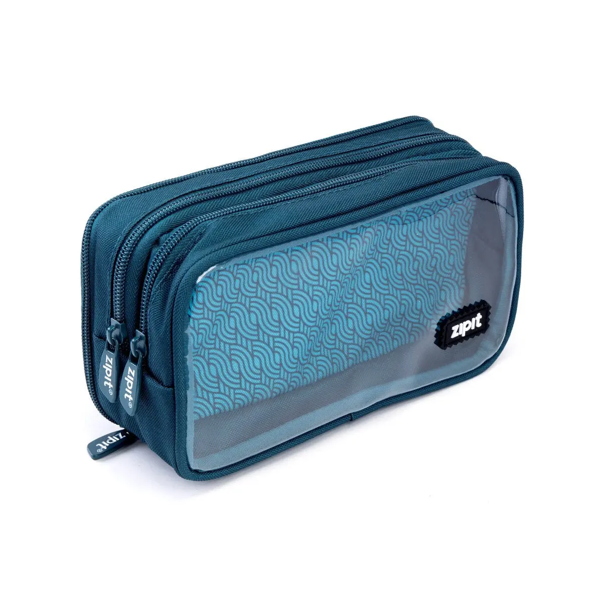 Half & ZIPIT Half Pattern Pencil Case – Trendy Dual-Color Zipper Pouch with Fun Prints, Spacious & Durable for School Supplies