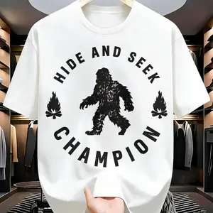 US Local Shipping | Bigfoot 'Hide and Seek Champion' Tee | Men's T-shirt | Outdoors Gorpcore Humor | The legendary winner of the world's longest game! #Bigfoot #Sasquatch
