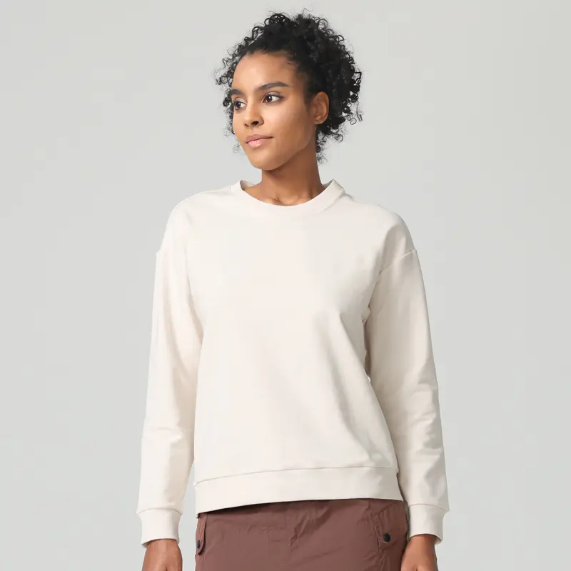 New solid color loose sports and leisure sweater women's spring and autumn thickened round neck pullover long sleeve yoga jacket