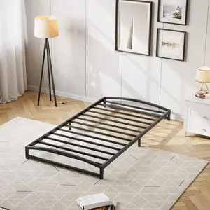 Garvee Low Bed Frame Twin XL Size, 6 Inch Heavy Duty Metal Platform Twin XL Bed Frame with Arch Design, Easy Assembly, Strong Bearing Capacity, Under Bed Storage, No Box Spring Needed - Black