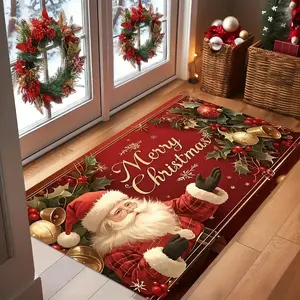 Cute Winter Santa Claus 3D Print Rug, Washable Rugs, Welcome Mat, Indoor Outdoor Door Mat, Bedside Blanket, Bathroom Mat, Small Floor Mat, All Seasons