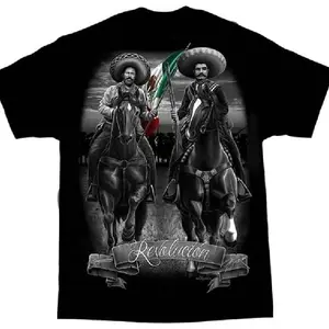 Pancho Villa Revolucion Mexico Chicano Art David Gonzales DGA T Shirt Menswear Top graphic tee zac brown sphere las vegas merch funny t shirt marcus the worm merch funny graphic tee t shirts for men Black Casual Tshirt FDGEG