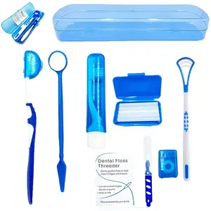 Unscented Orthodontic Braces Oral Care Kit for Teens & Adults, Complete Teeth Cleaning Set with Travel Case, V-U Brushes, Floss Threaders and Ortho Wax