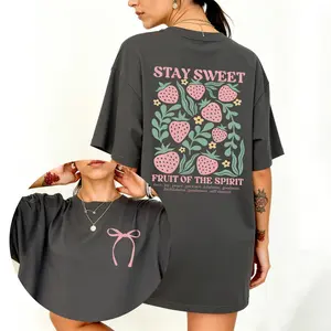 Stay Sweet Fruit Of The Spirit Christian woman T-Shirt,Boho Christian Strawberry Shirt, Fruits of the Spirit Bible Verse Shirt, Retro Jesus Apparel, Cottagecore Floral Graphic Tee,Stay Sweet Fruit Of The Spirit Christian Strawberry Jesus T-Shirt