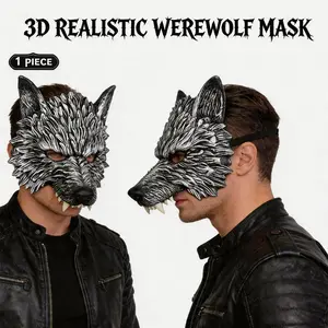 Realistic 3D Wolf Mask for Adults, Soft Faux Leather Material, Ideal for Halloween Cosplay & Masquerade Parties