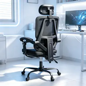 Mr IRONSTONE Ergonomic Office Chair with Footrest & Adjustable Lumbar Support, High Back Home Desk Chair with Armrest, 90-145° Tilt Lock and Wide Cushion, Big and Tall Mesh Chairs for Man Woman, Black Task Chair, 400lbs Capacity