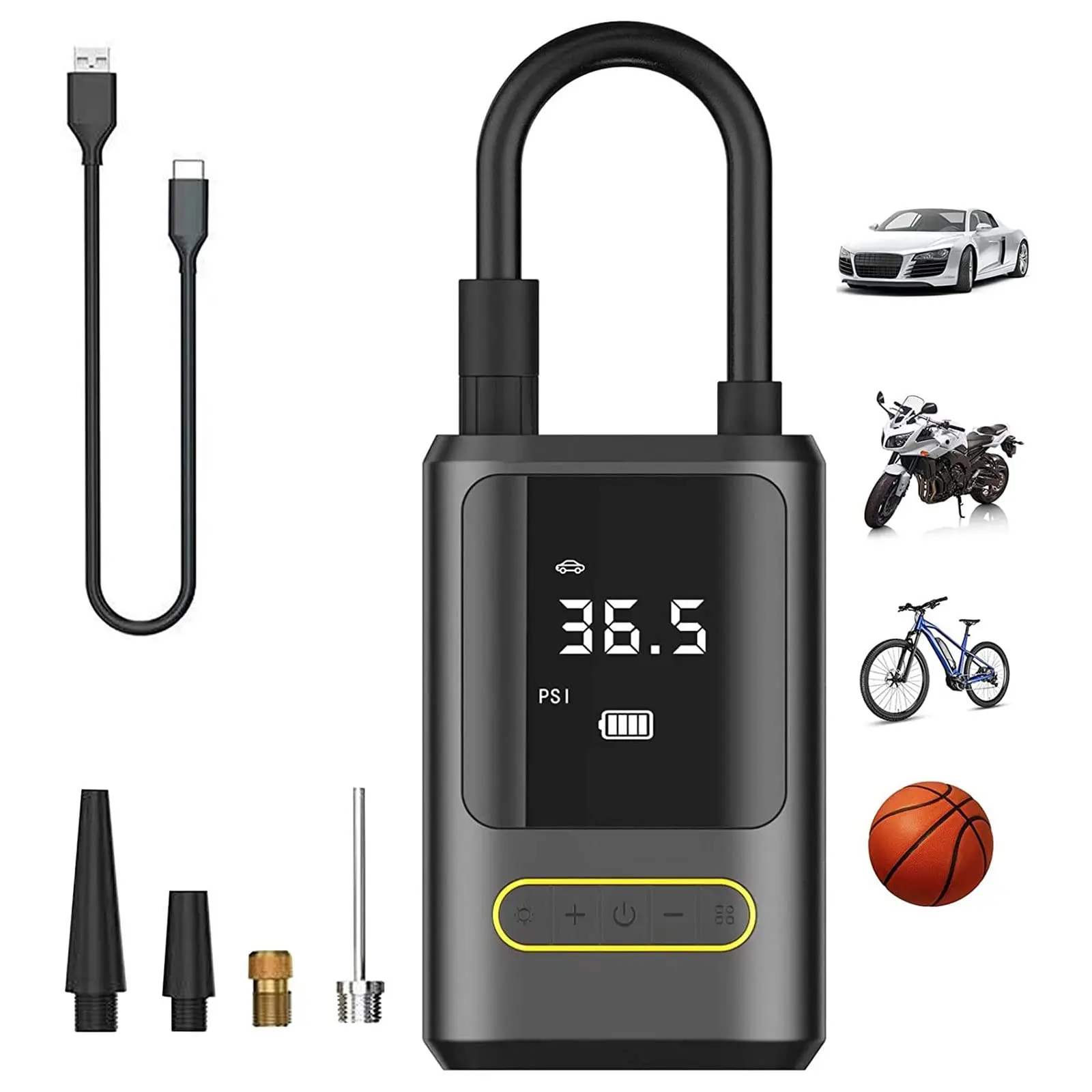 Tire Inflator Portable Air Compressor Cordless Mini Bike Pump- Air Pump for Car Tires with Digital