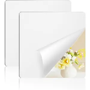 2 Pack Self Adhesive  Mirror, 2MM Flexible Plastic Mirror, Shatterproof PS Frameless Wall Mirror for Bathroom  and Entryway (12 x 12 inch)