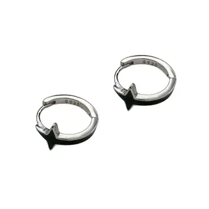 14mm Cross Hoop Earrings for Men Women Streetwear Hip Hop Punk Unisex Style