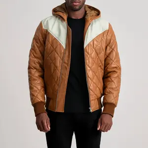 Norman Hooded Bomber Leather Puffer Jacket