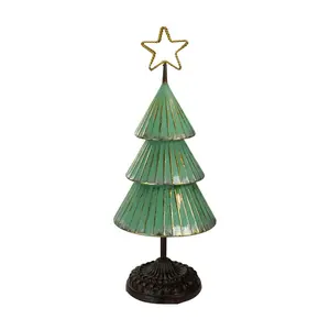 Northlight 17" Green & Gold Tree w/ a Cutout Star Topper