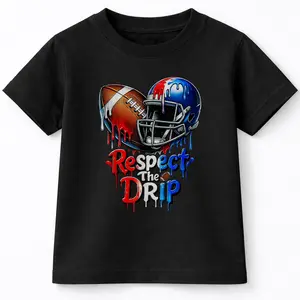 Respect The Drip Football Drip Boys Ice Cream Drip Sprinkle T-Shirt For Young Boys Girls T-shirt Crewneck Light Cotton