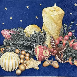 Christmas Napkins Candle Decorative Xmas Paper Decoupage Napkin #2049