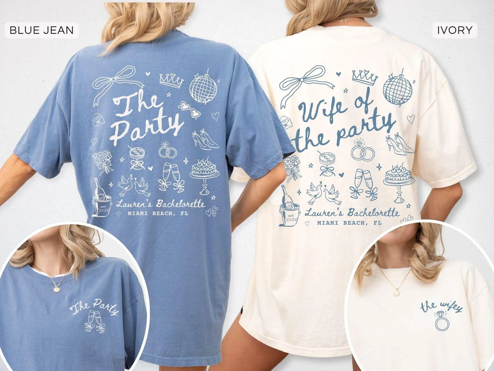 Comfort Colors Personalized Wife of The Party Bachelorette Party Matching Shirts Bridesmaid Proposal Gift, Custom Getting Ready Bridal Party Tshirts
