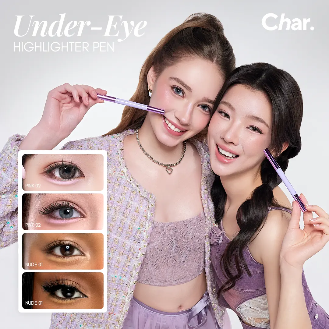 Char Cosmetics Under-Eye Aegyosal Pen Bundle - Dual-Tone Cream Formula, Smooth Brush Applicator, Multi-Pack for Daily Flawless Makeup