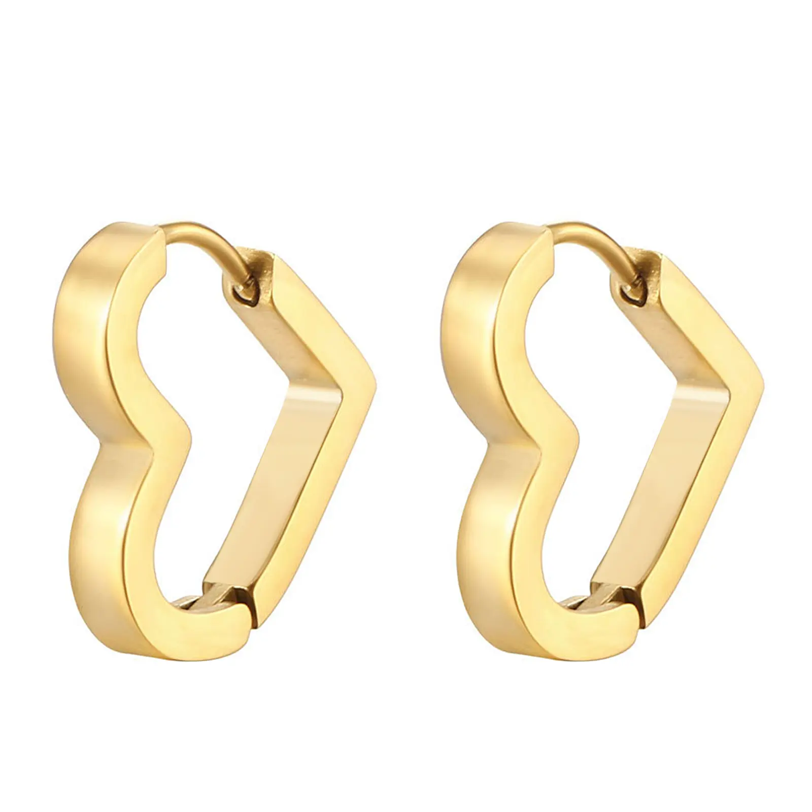 OIDEA Women's Heart Hoop Earrings Set, Chunky Geometric Stainless Steel Huggies, Hypoallergenic Jewelry with a Polished Finish, Earring Stacking Set, Fashion, Daily, Evenly Applied Electroplating, Highly Polished, Female, Heart Shaped Earrings