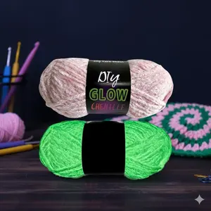 Glow In The Dark Yarn for Knitting Crochet - Soft Self-Illuminating DIY Thread for Scarves Hats Toys. Absorbs Light & Emits Soft Glow. Medium Weight Smooth Creative Craft Material Perfect for Handmade Projects.