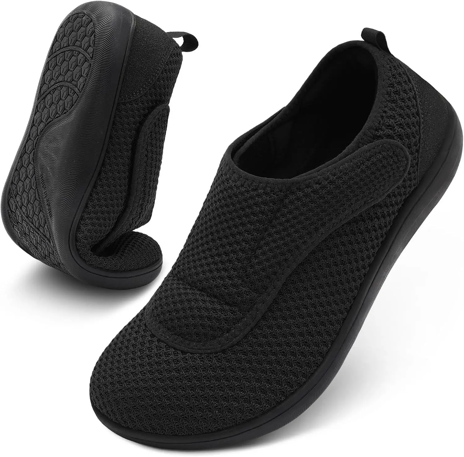 Mens Walking Shoes Wide Diabetic Shoes Adjustable Swollen Feet Neuropathy Orthopedic Shoes Breathable Barefoot Zero Drop Sneakers