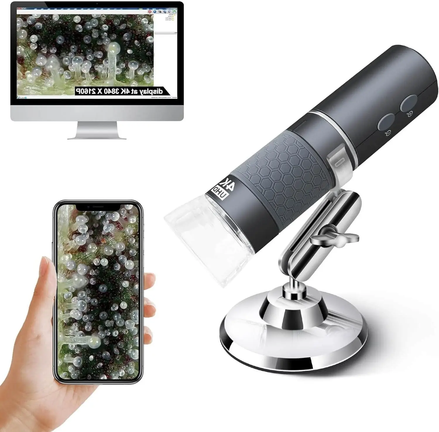 4K WiFi Microscope 50-1000X USB Digital Wireless Super HD Endoscope Camera Compatible with iPhone Android PC iPad Tablet Windows Mac Chrome Linux