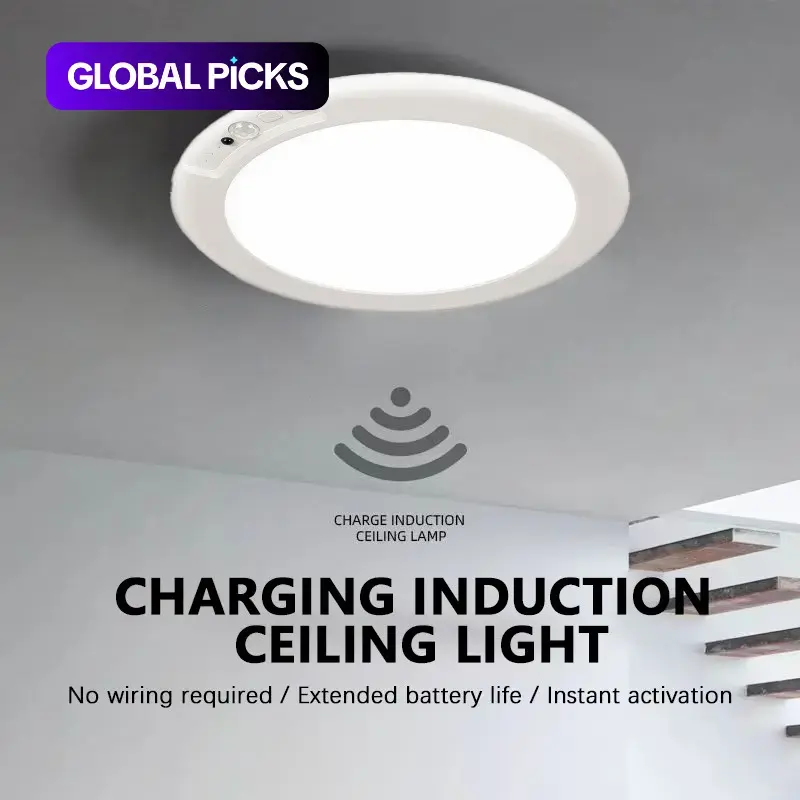 LED Rechargeable Ceiling Light, Dimmable Ceiling Lights, Motion-Activated Ceiling Lamp, Battery Powered Light, USB Charging with Magnetic Mounting, Remote-Controlled Three-Colour Dimming, For Living Rooms, Hallways, Bedrooms