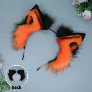 New Arrival Halloween Devil Ears Headdress Comic-con Costume Simulation Animal Eyes Plush Ears Hairband Black Hair Accessories