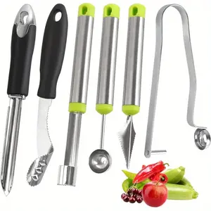 Stainless Steel Corer Tool Set Anti Slip Multi Purpose Sharp Blade Veggies Core Drill Fruit Corer Perfect for Apples, Pears, Peppers Kitchen Essential Utensils Vegetable